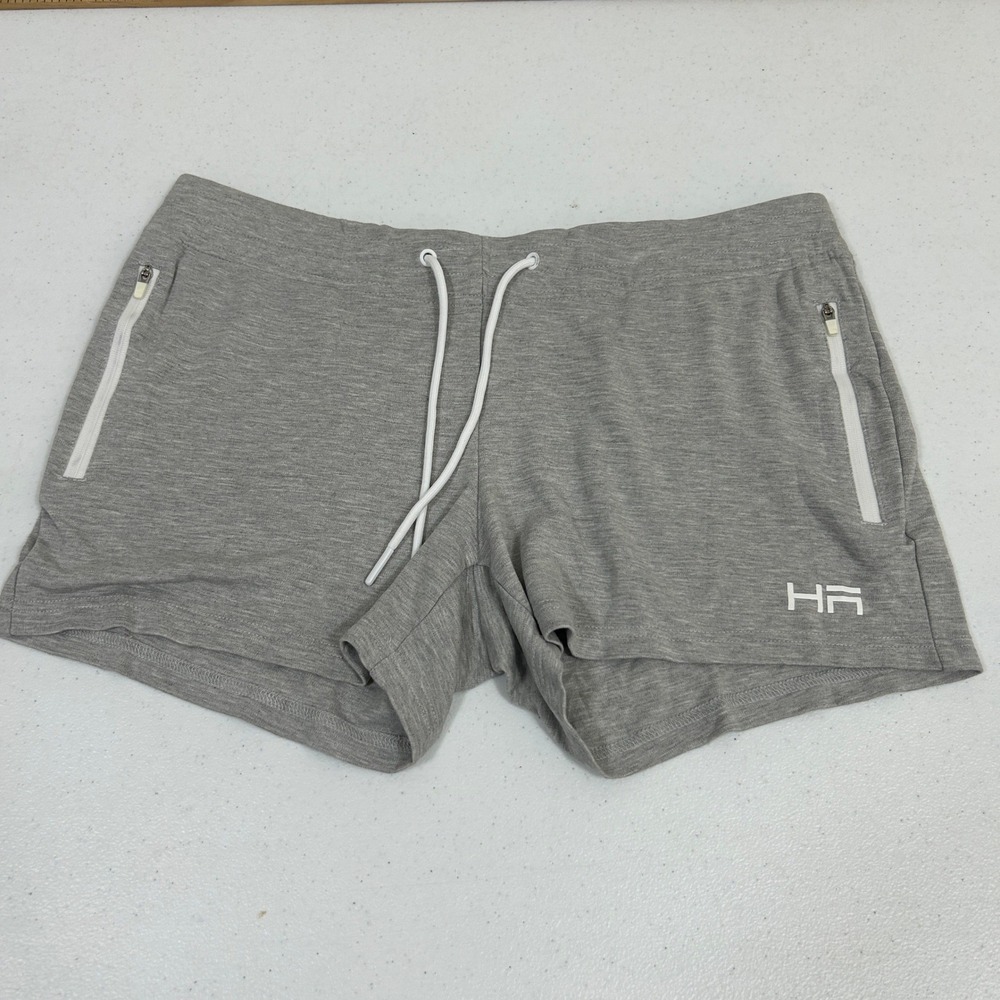 Helsinki Athletica Mens Heather Gray Zipper Pocket Gym Shorts Large HA Logo
